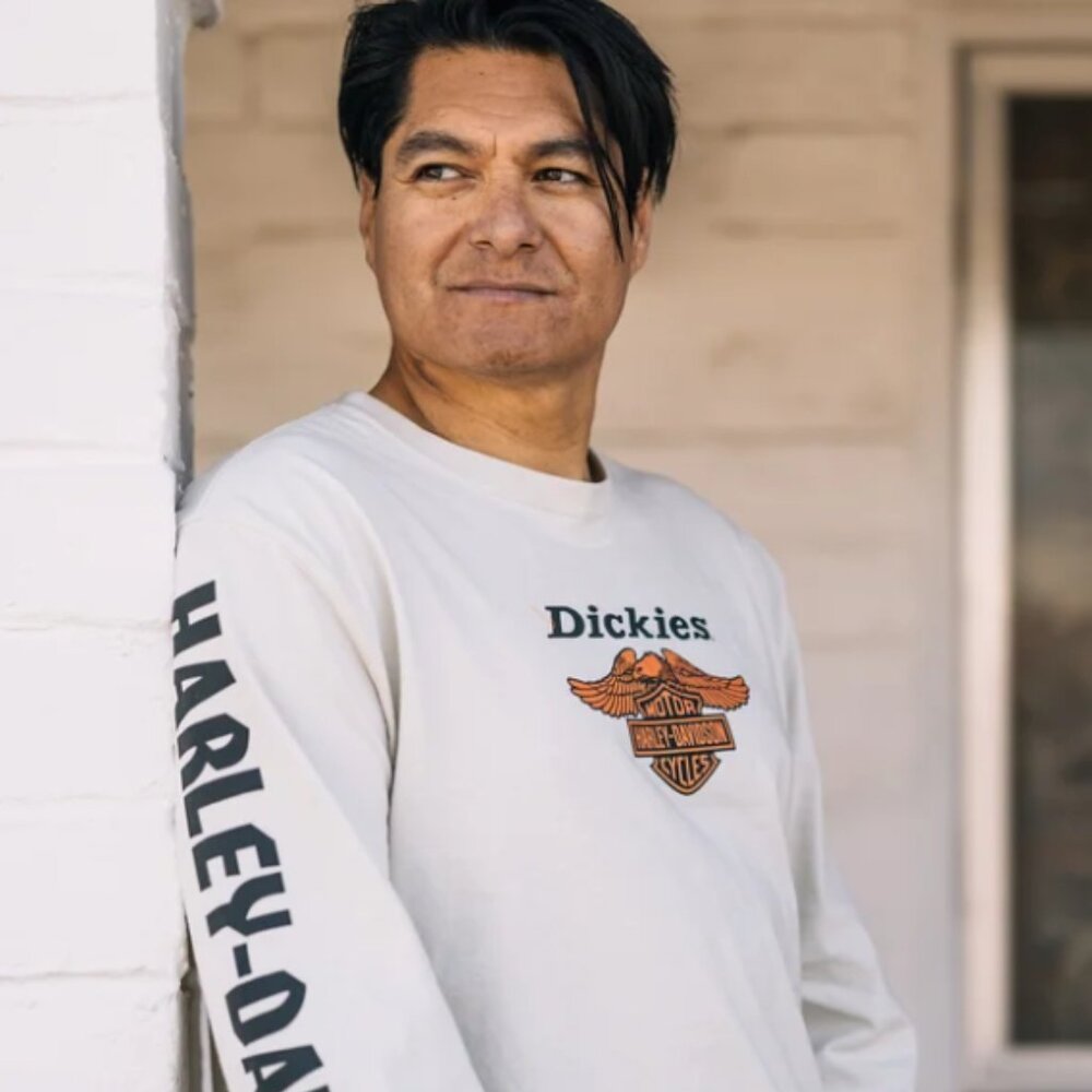 DICKIES X HARLEY  DAVIDSON HEAVYWEIGHT LONG SLEEVE EAGLE TEE - SIZE L